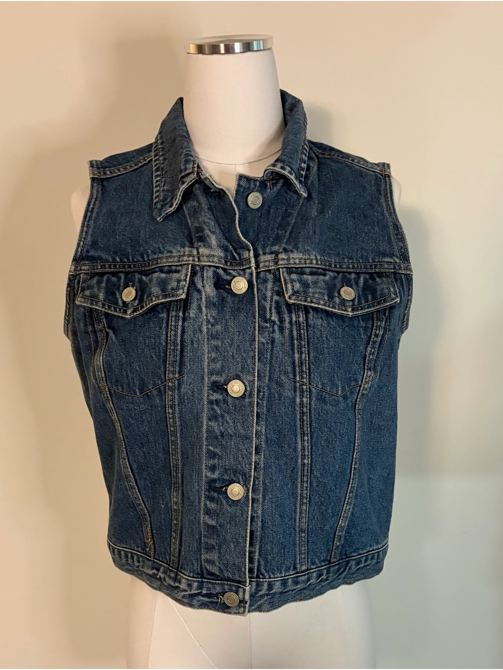 GAP Dark Blue Denim Sleeveless Vest
